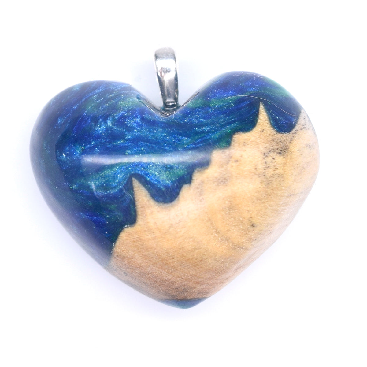 Loupe d'érable & résine bleu et turquoise scintillante
