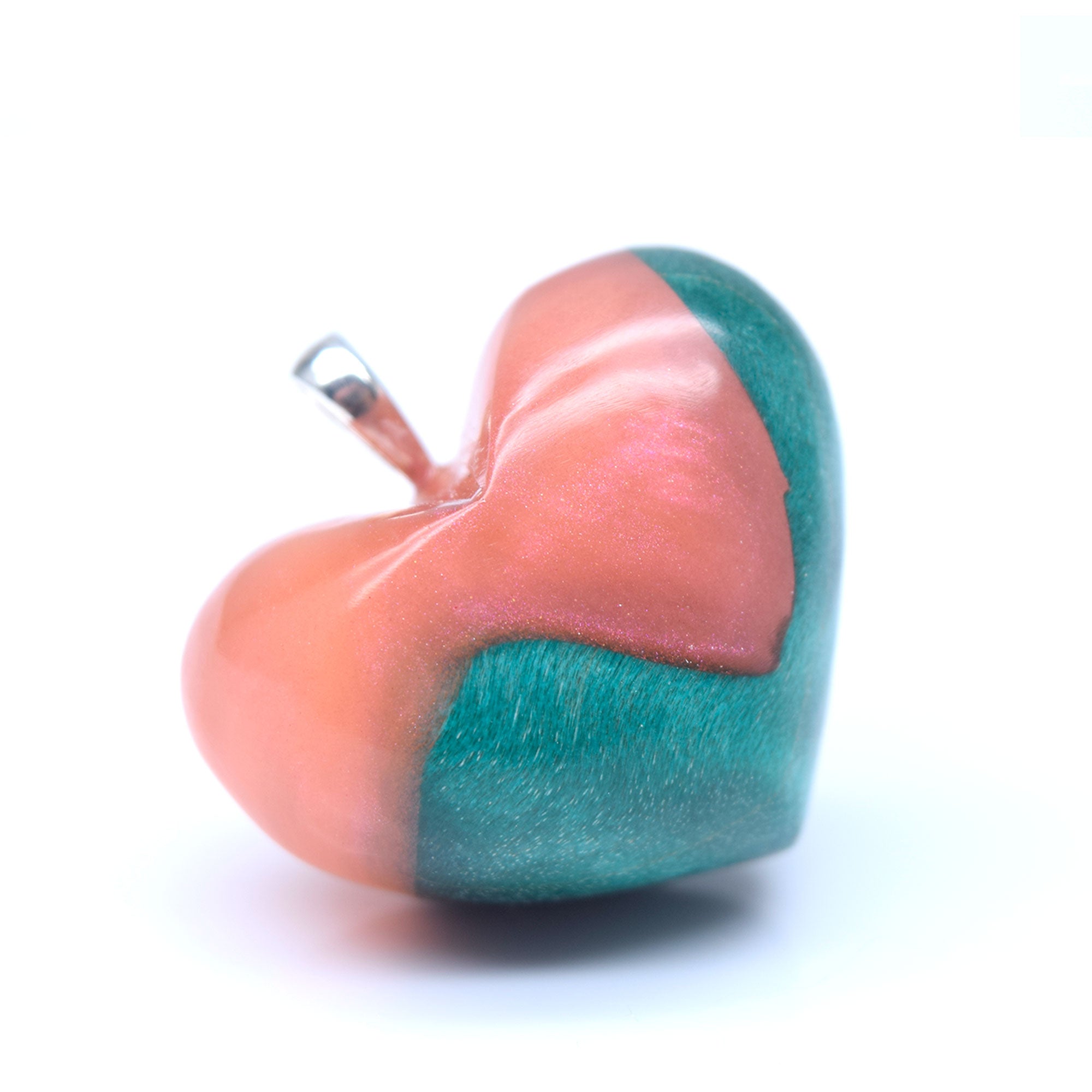 Moyen Loupe d'érable sarcelle & résine rose transparente