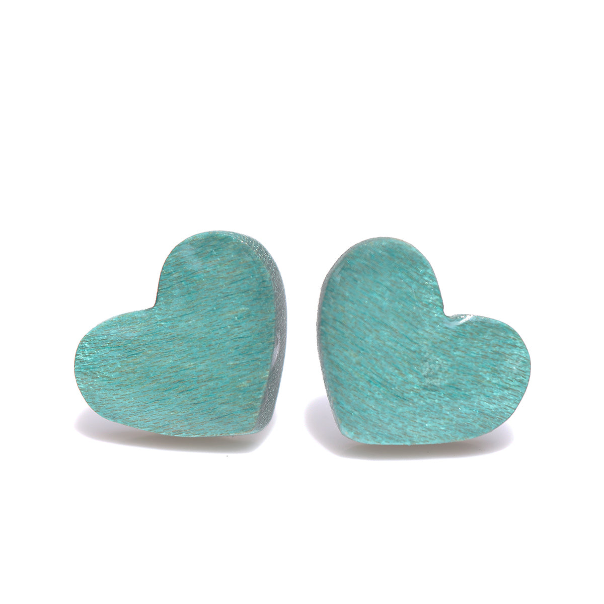Boucles d'oreilles coeurs en bois d'érable sarcelle