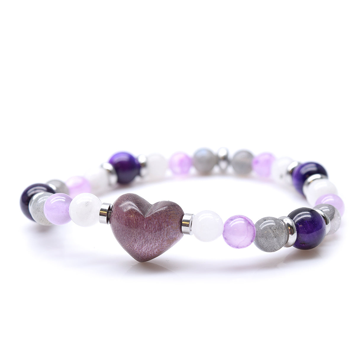 Bracelet à personnaliser, coeur et pierres semi- précieuses