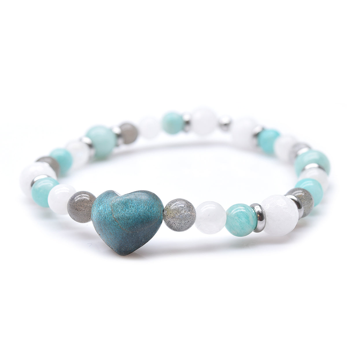 Bracelet à personnaliser, coeur et pierres semi- précieuses