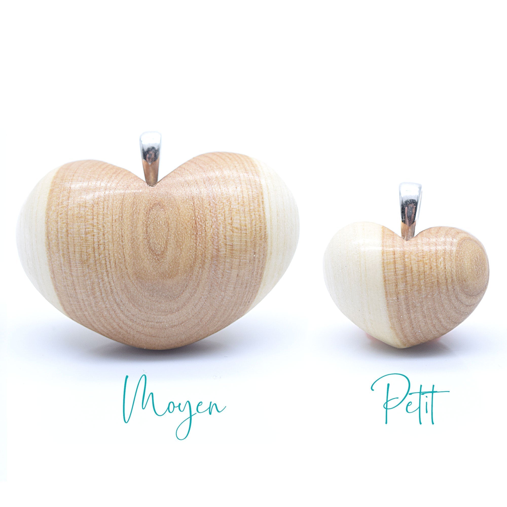 Wooden heart pendant + visible ash dust