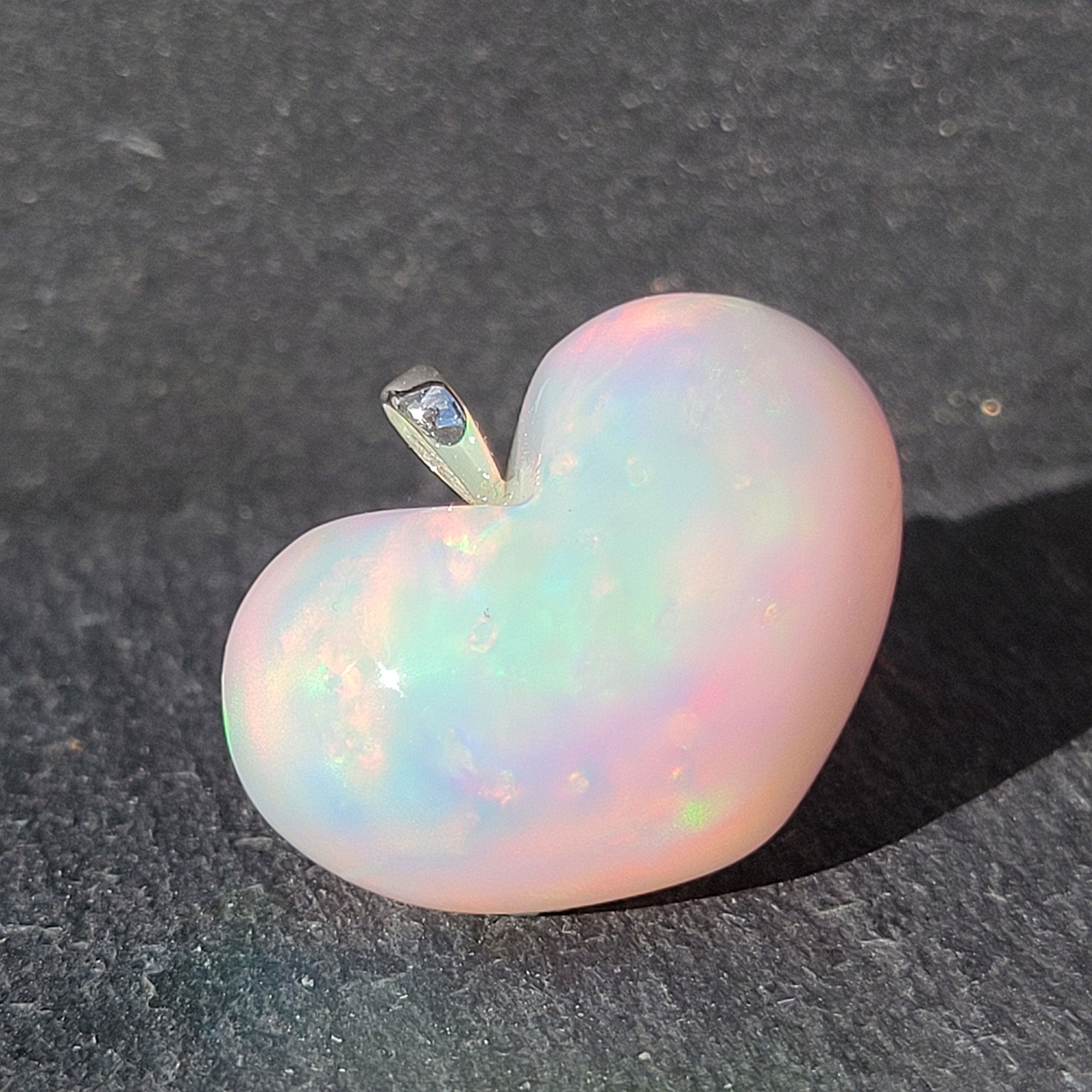 Opal resin heart