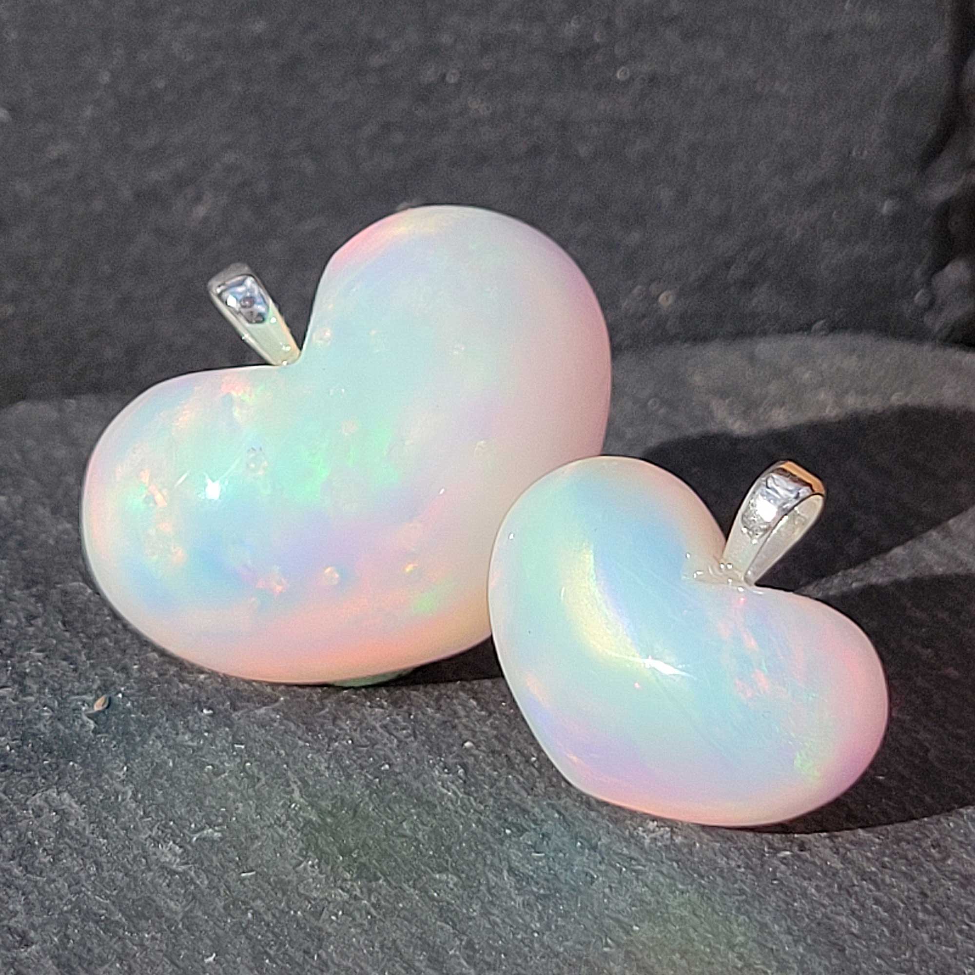 Opal resin heart