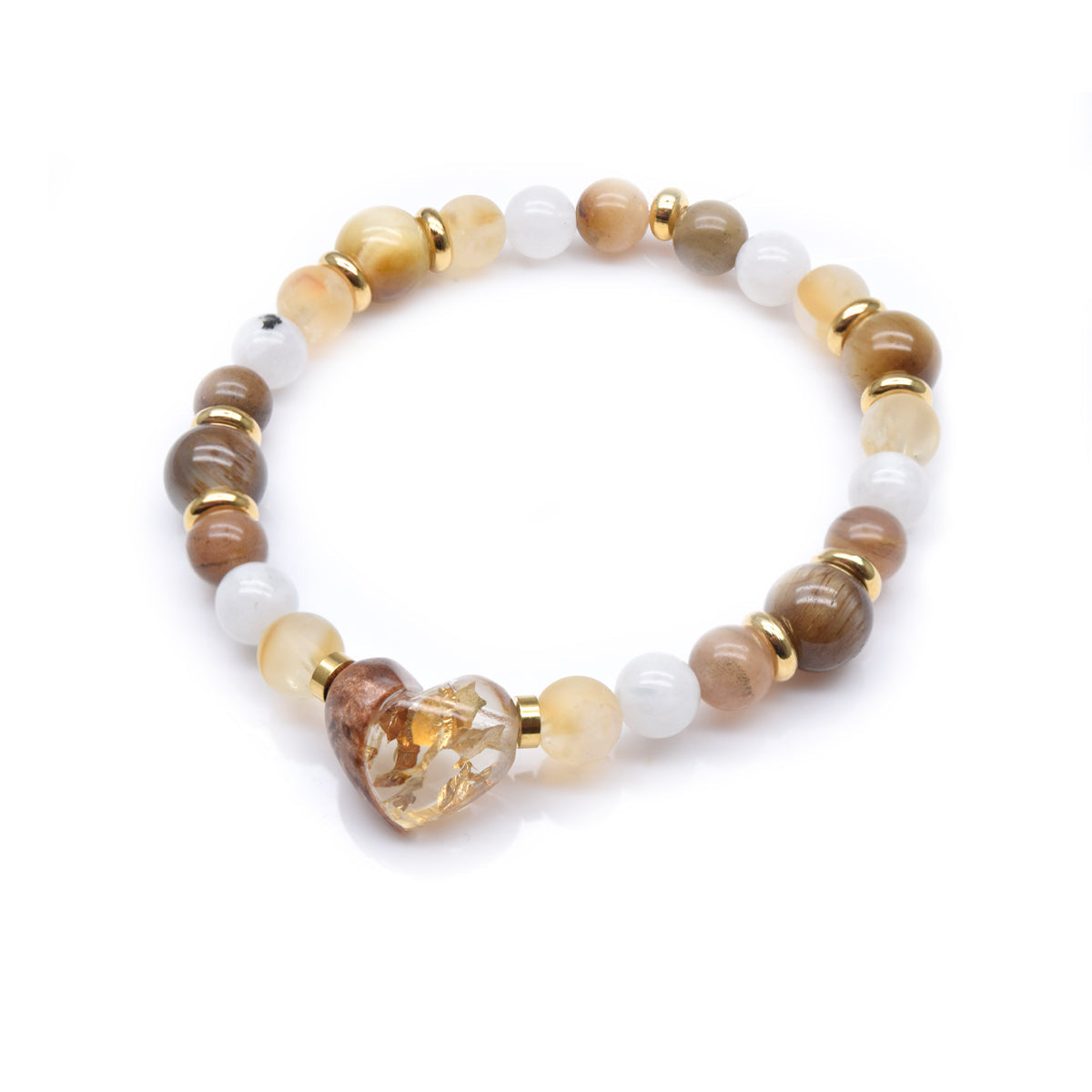 Bracelet à personnaliser, coeur et pierres semi- précieuses