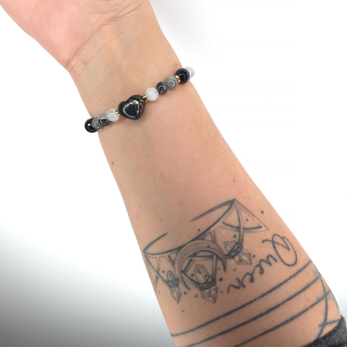 Bracelet to personalize, heart and semi-precious stones