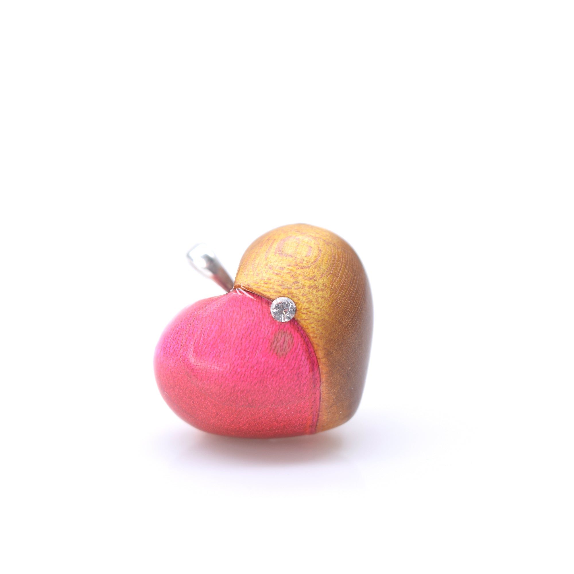 Petit coeur en collage vagué, érable rose+ pau amarelo