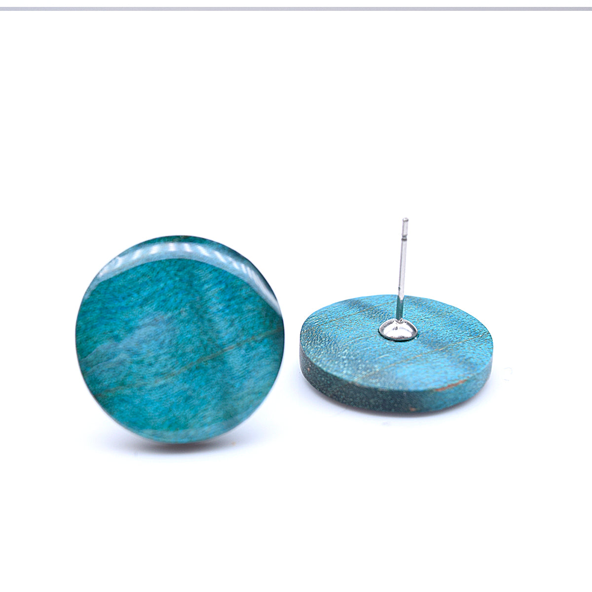 Boucles d'oreilles pastilles en bois d'érable bleu