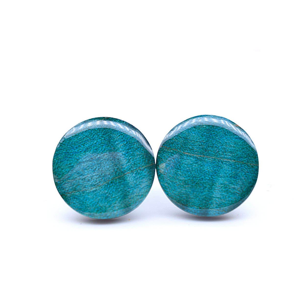 Boucles d'oreilles pastilles en bois d'érable bleu