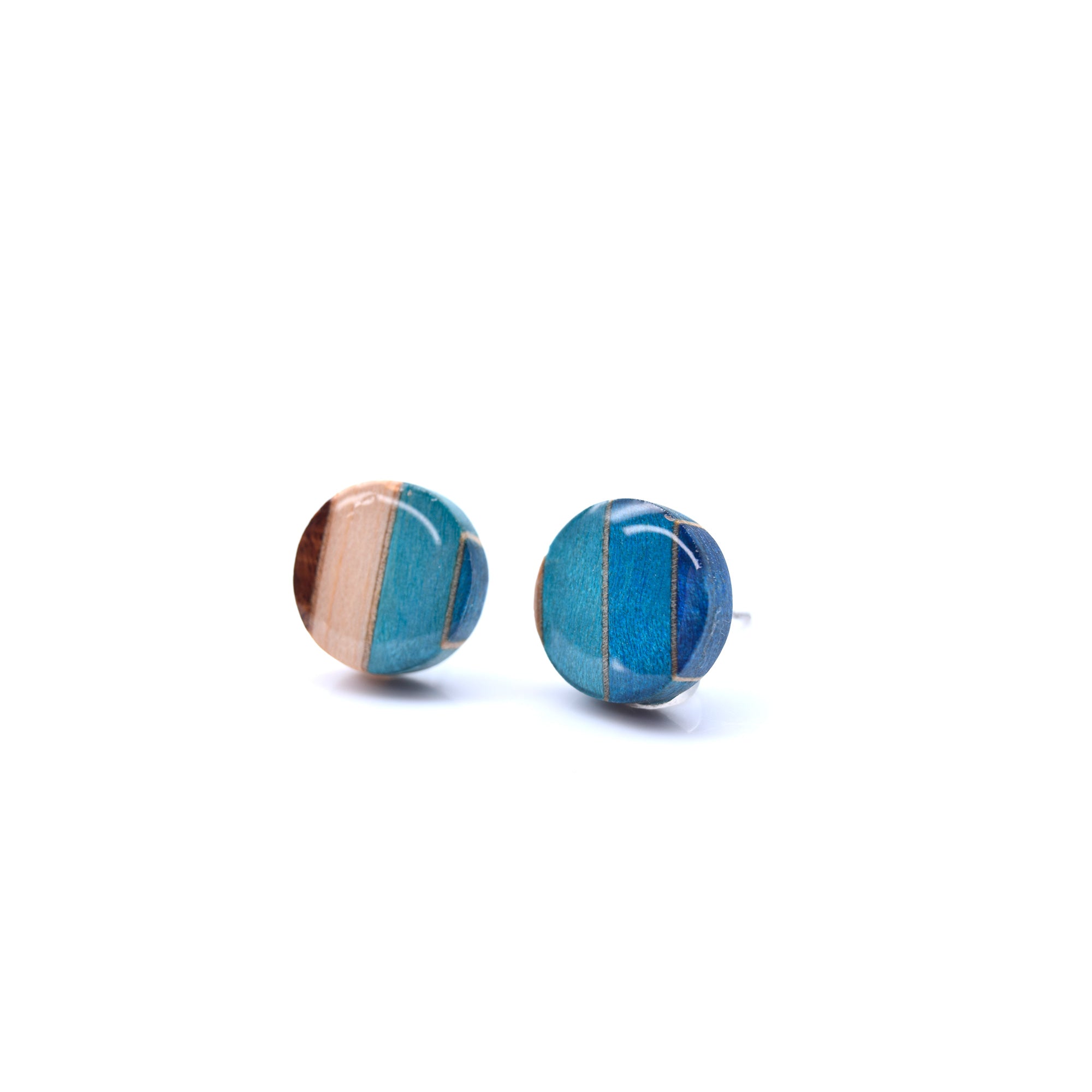 Boucles d'oreilles pastilles en bois + résine