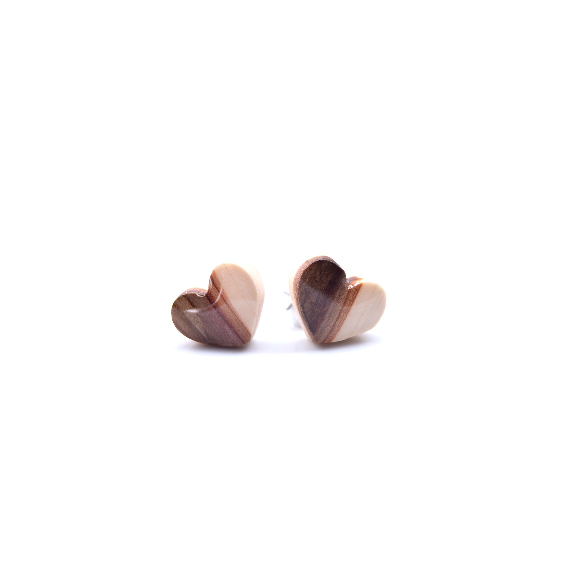 Boucles d'oreilles coeurs en bois de lilas