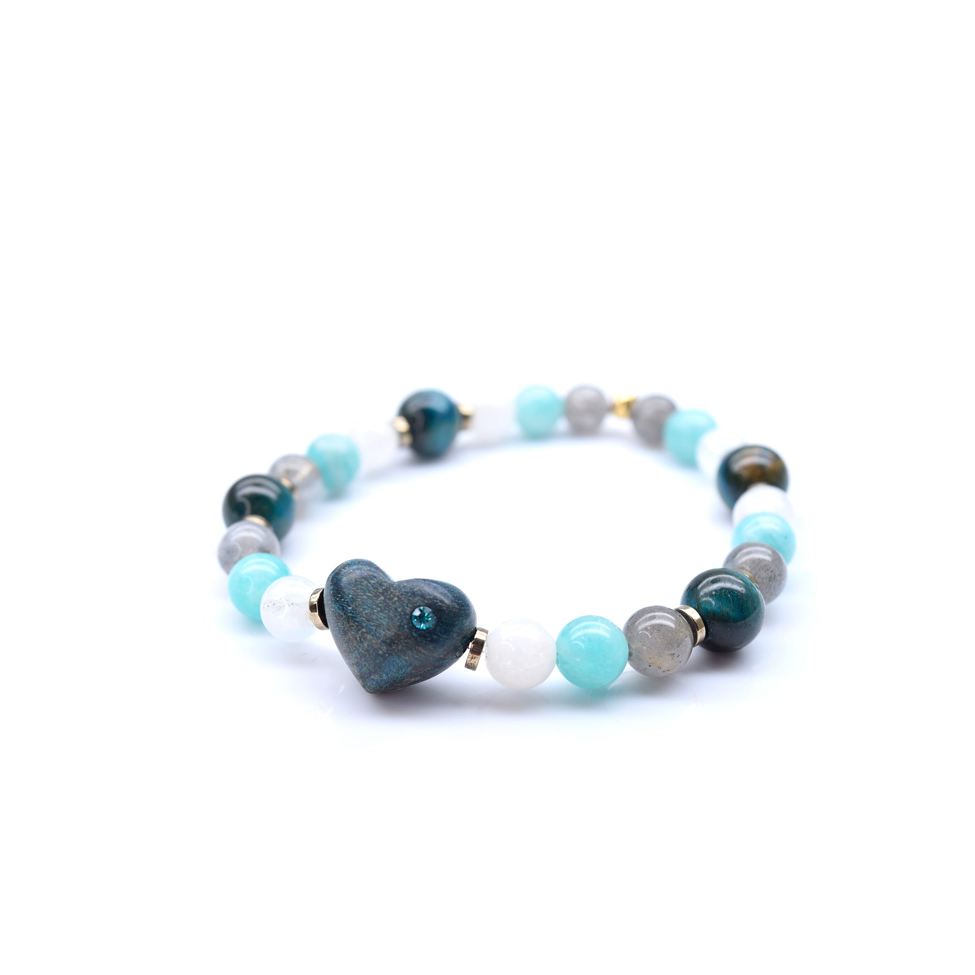 Bracelet to personalize, heart and semi-precious stones