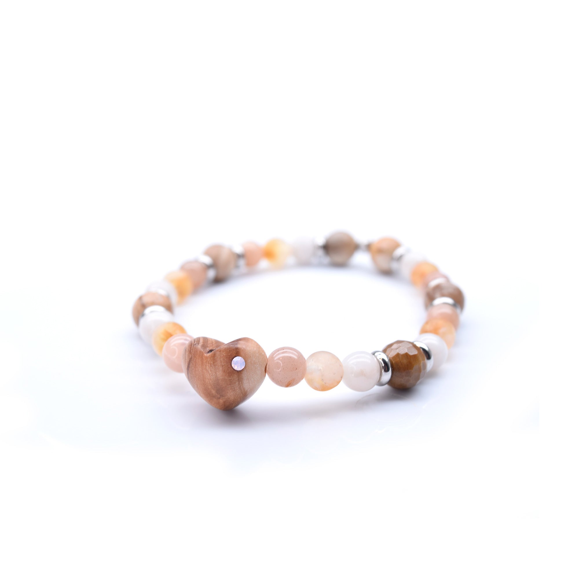 Bracelet to personalize, heart and semi-precious stones