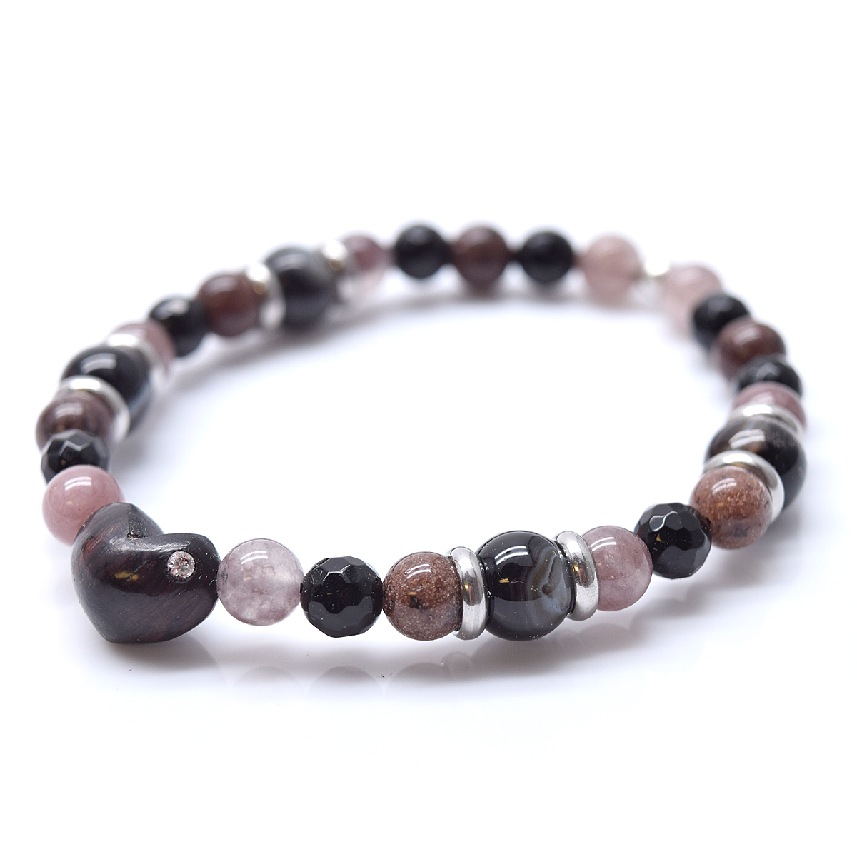 Bracelet to personalize, heart and semi-precious stones