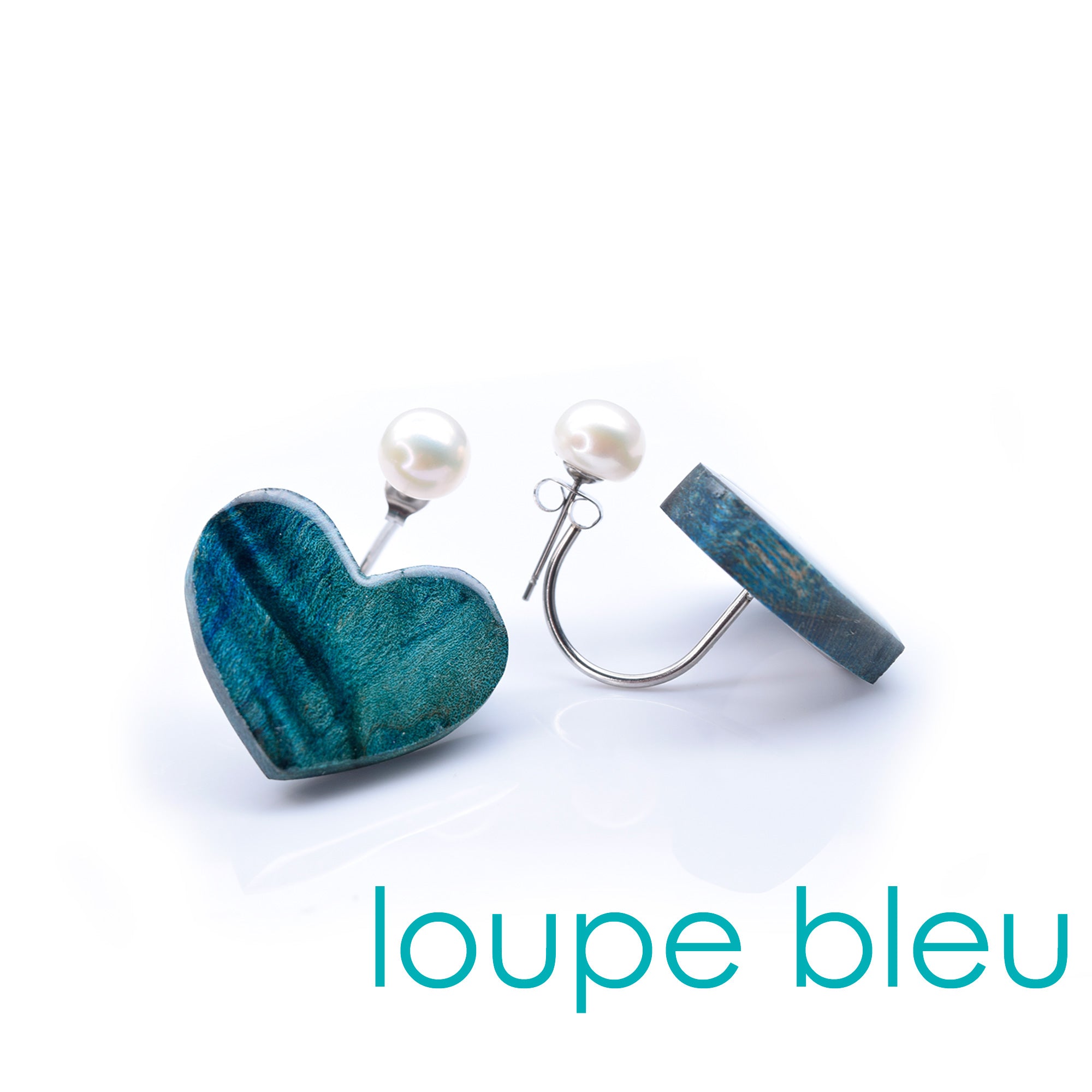 Boucles d'oreilles ear jacket coeur + perles