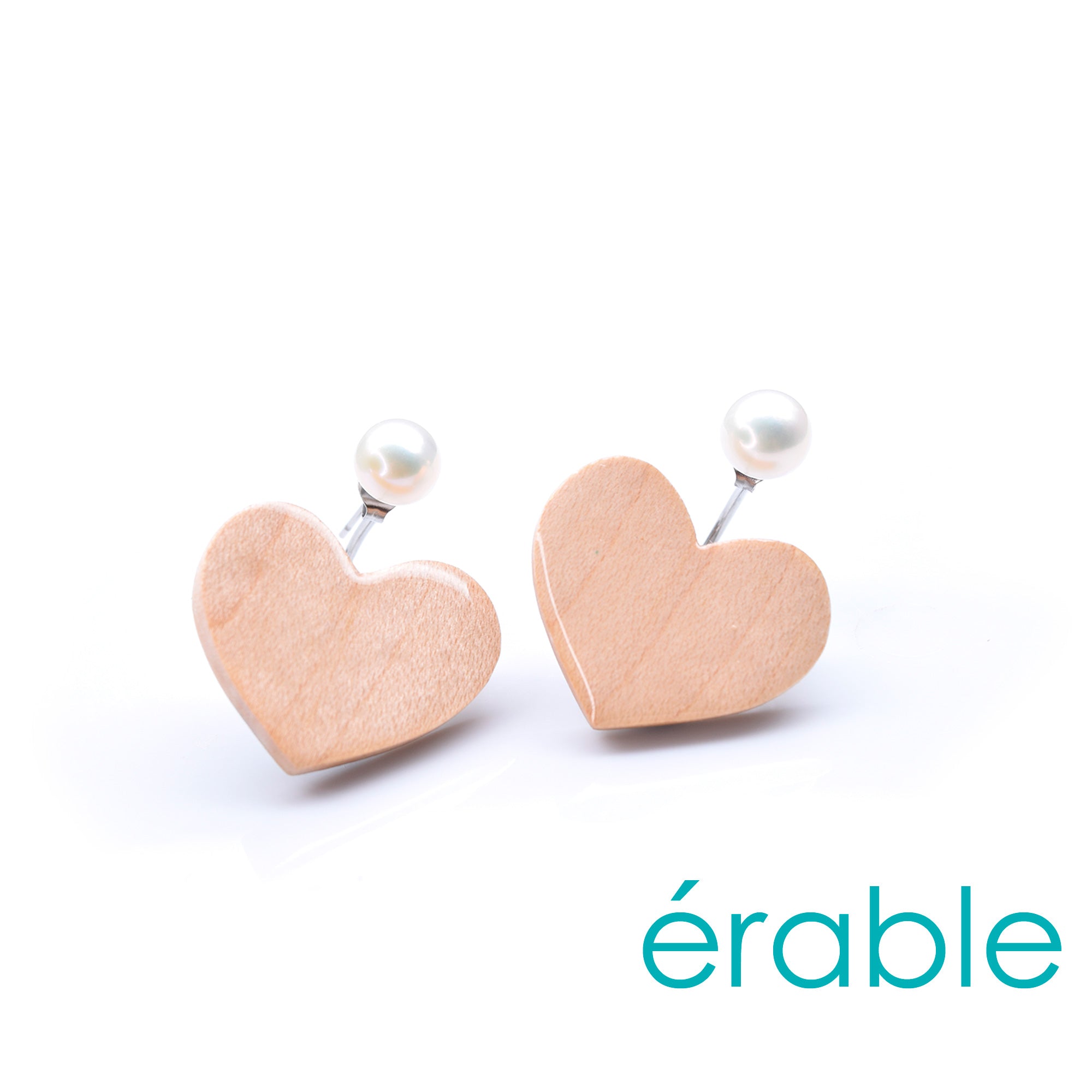 Boucles d'oreilles ear jacket coeur + perles