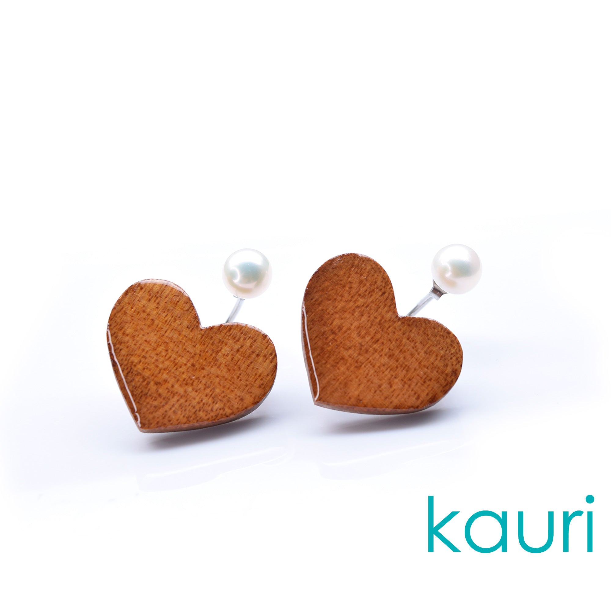 Boucles d'oreilles ear jacket coeur + perles