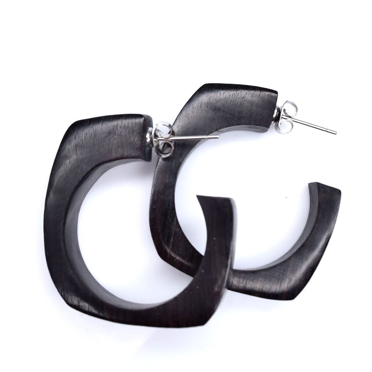 Boucles d'oreilles anneaux en bois d'ébène