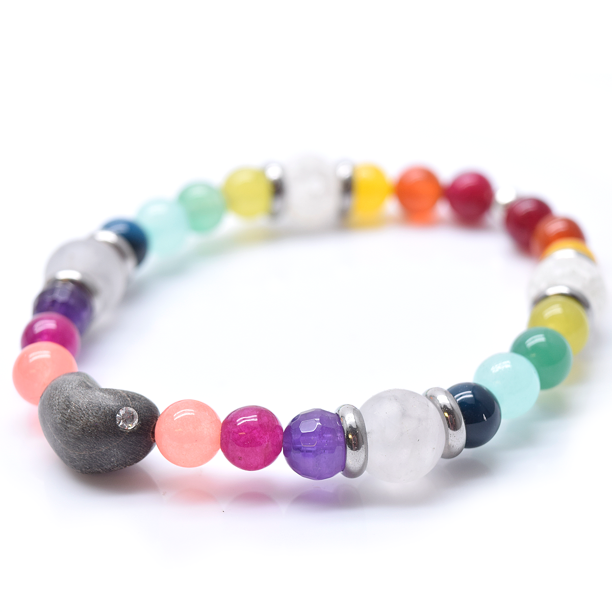 Bracelet to personalize, heart and semi-precious stones