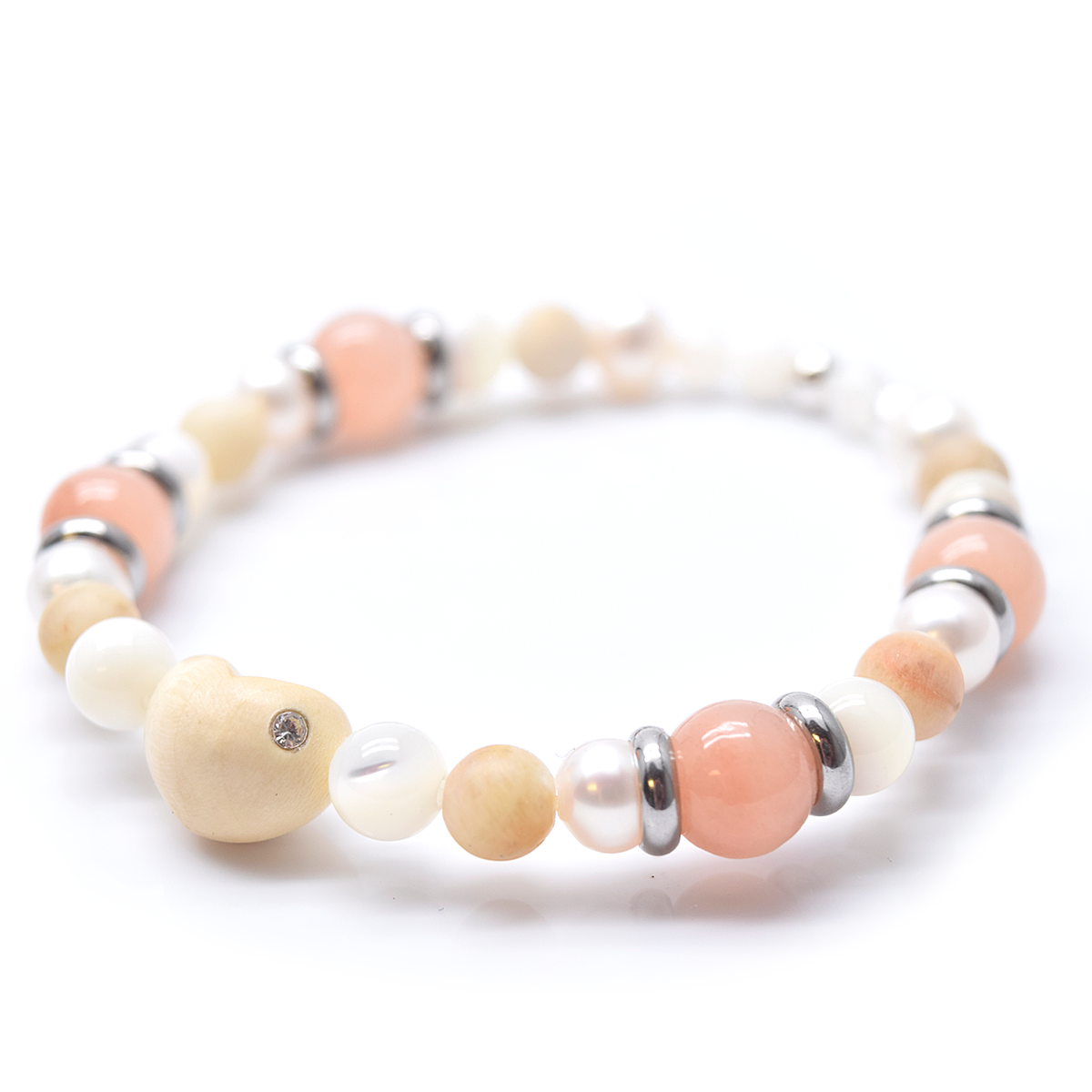 Bracelet to personalize, heart and semi-precious stones