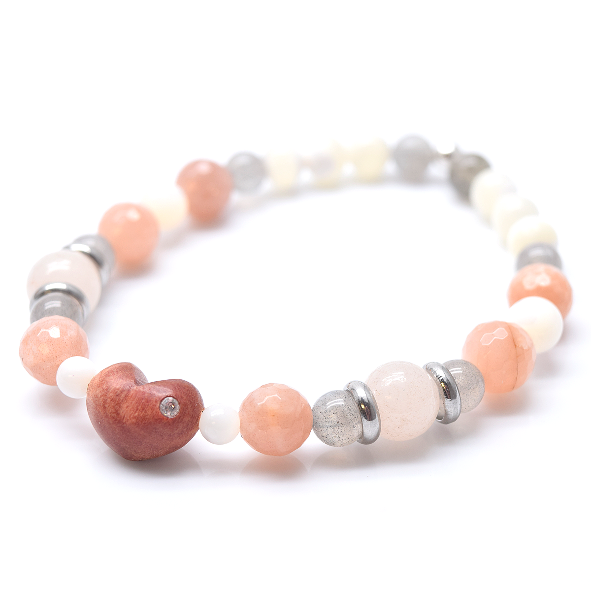 Bracelet to personalize, heart and semi-precious stones