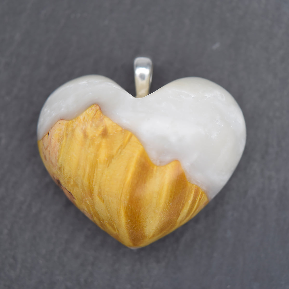 Moyen Loupe d'érable jaune & résine blanche scintillante