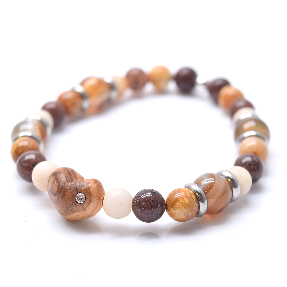 Bracelet to personalize, heart and semi-precious stones