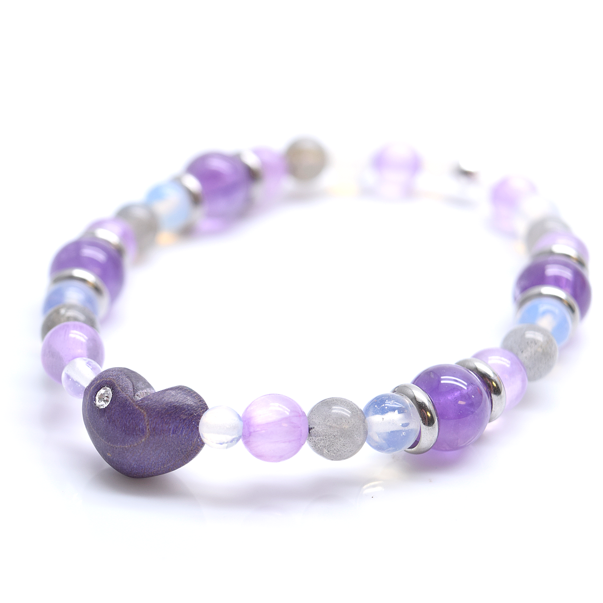 Bracelet to personalize, heart and semi-precious stones