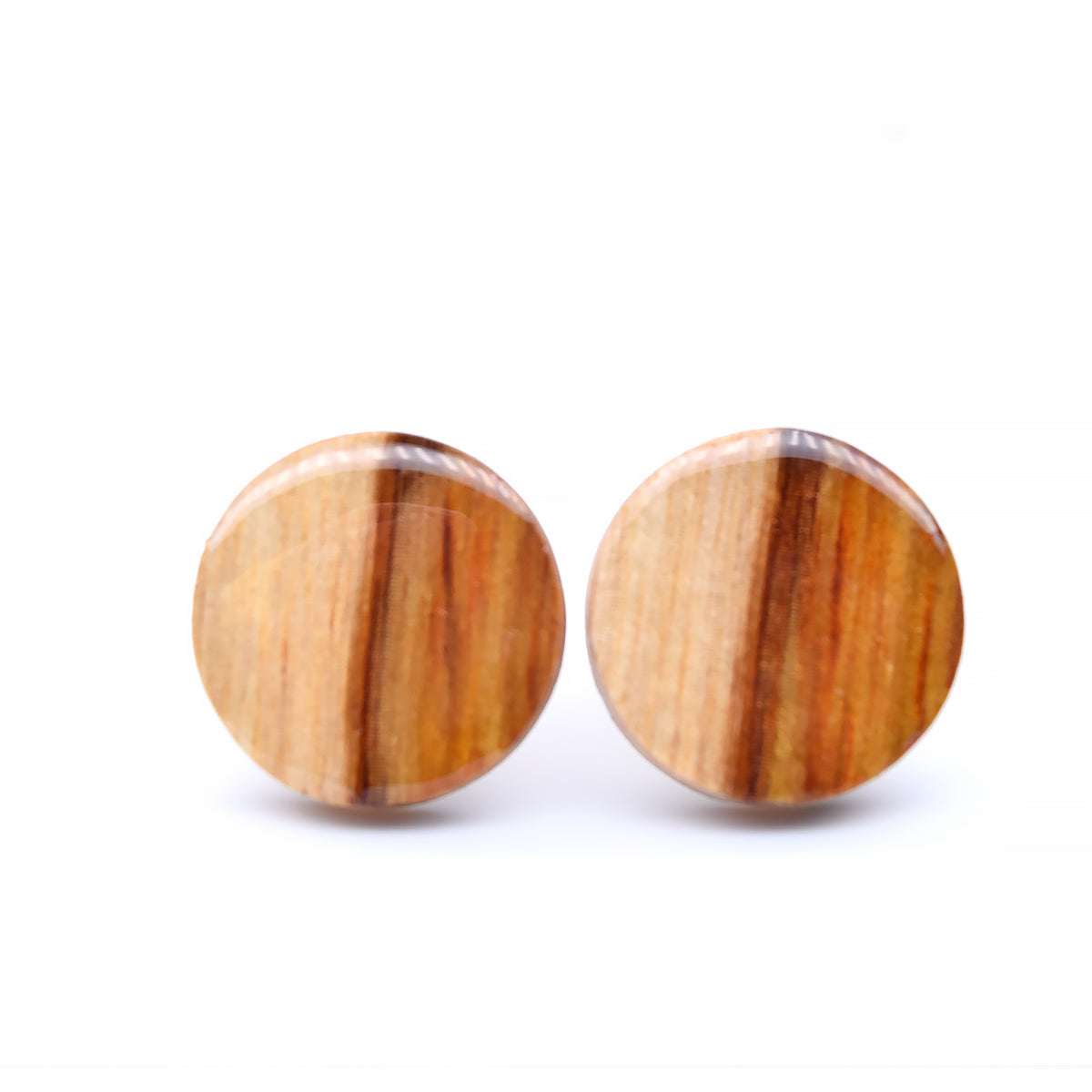 Boucles d'oreilles pastilles en bois de teck de plantation