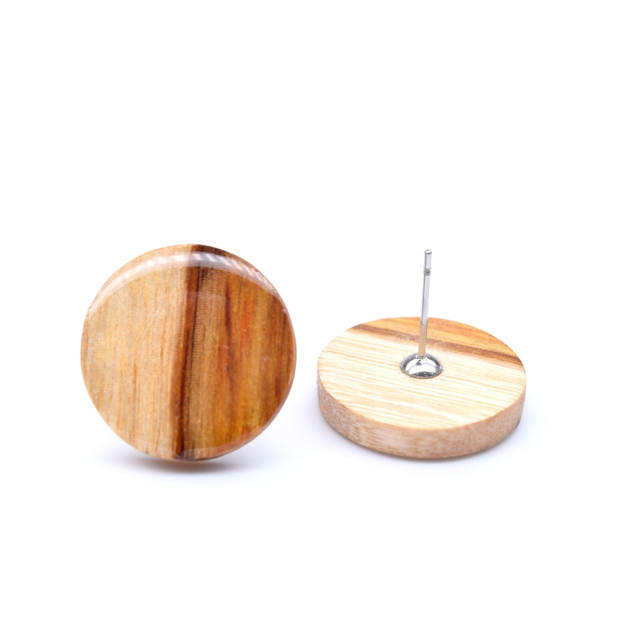 Boucles d'oreilles pastilles en bois de teck de plantation