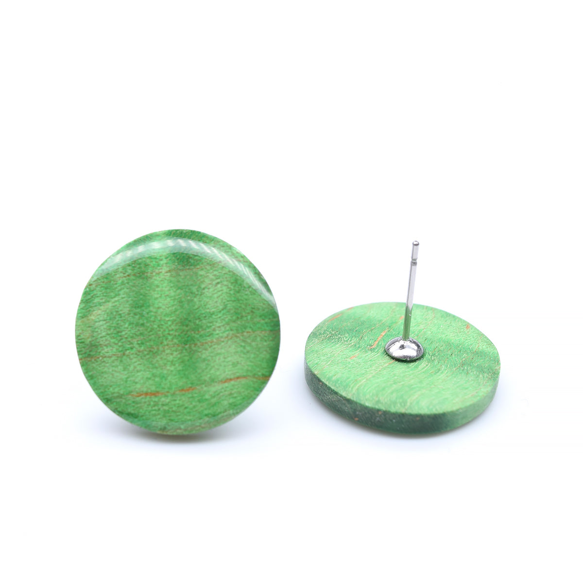 Boucles d'oreilles pastilles en bois d'érable vert