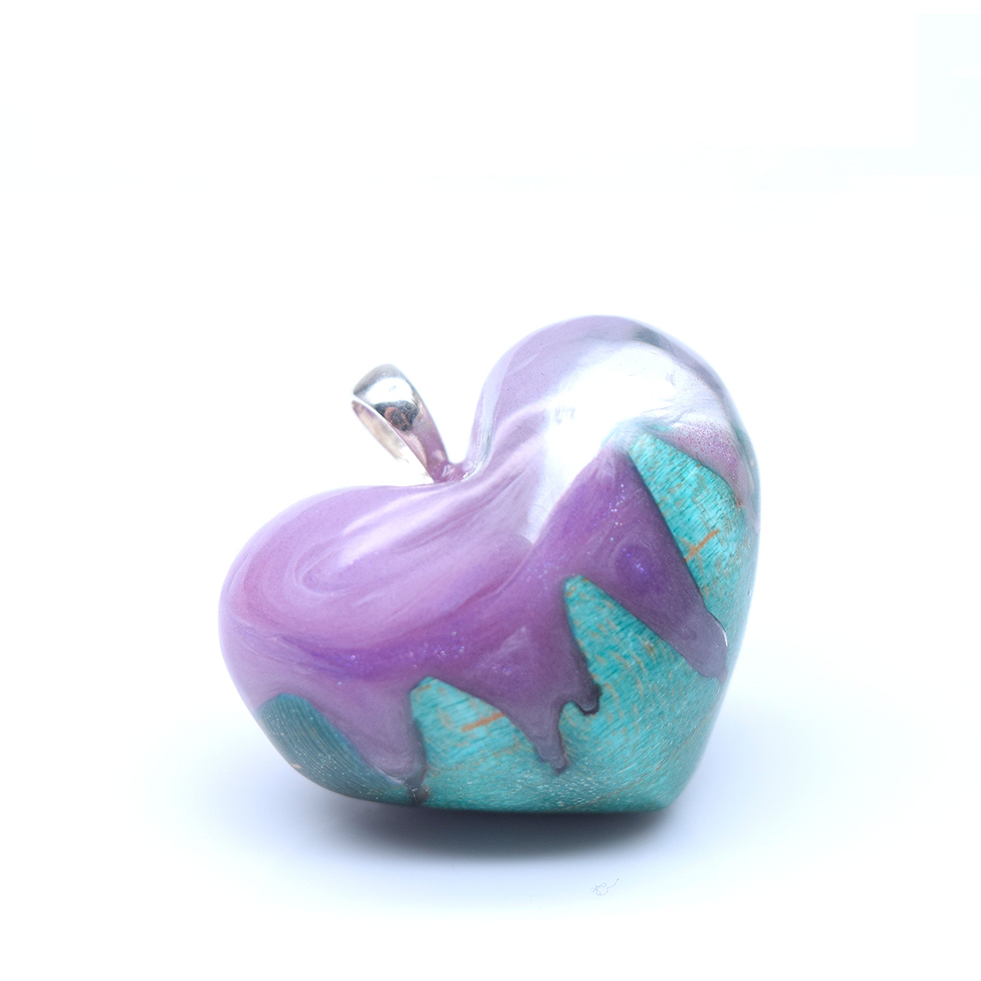 Moyen Loupe d'érable sarcelle & résine mauve scintillante