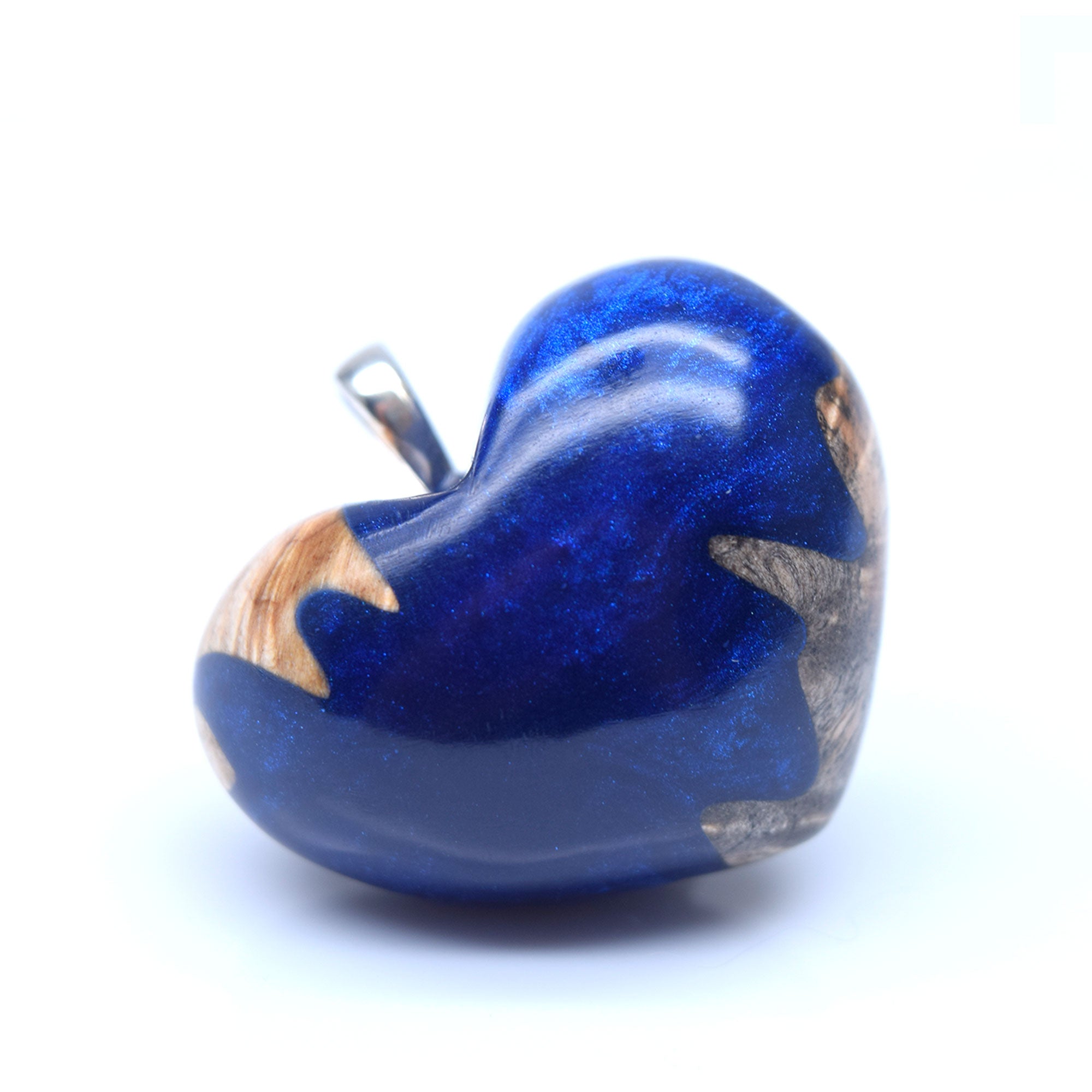 Moyen Loupe d'érable  & résine bleu scintillante