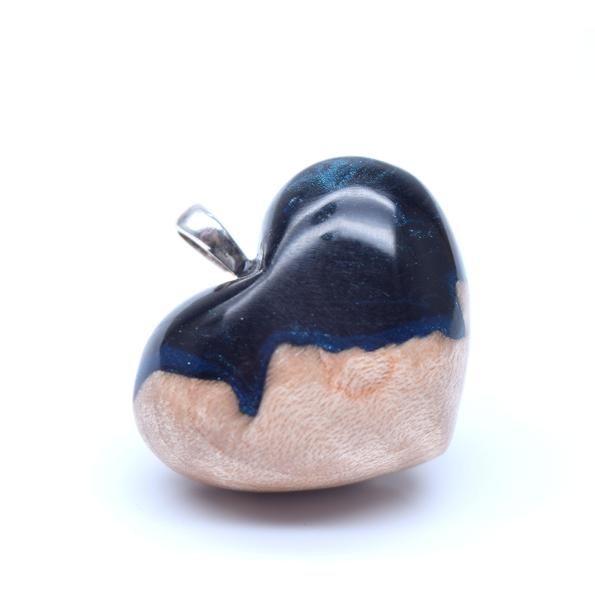 Moyen Loupe d'érable  & résine bleu scintillante