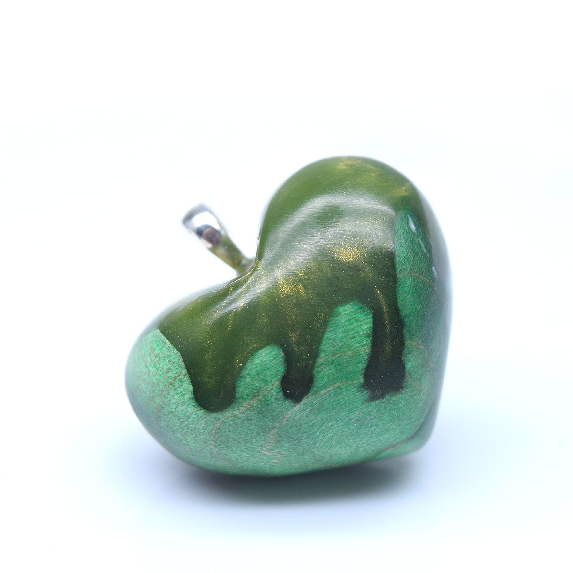 Moyen Loupe d'érable verte  & résine vert scintillant