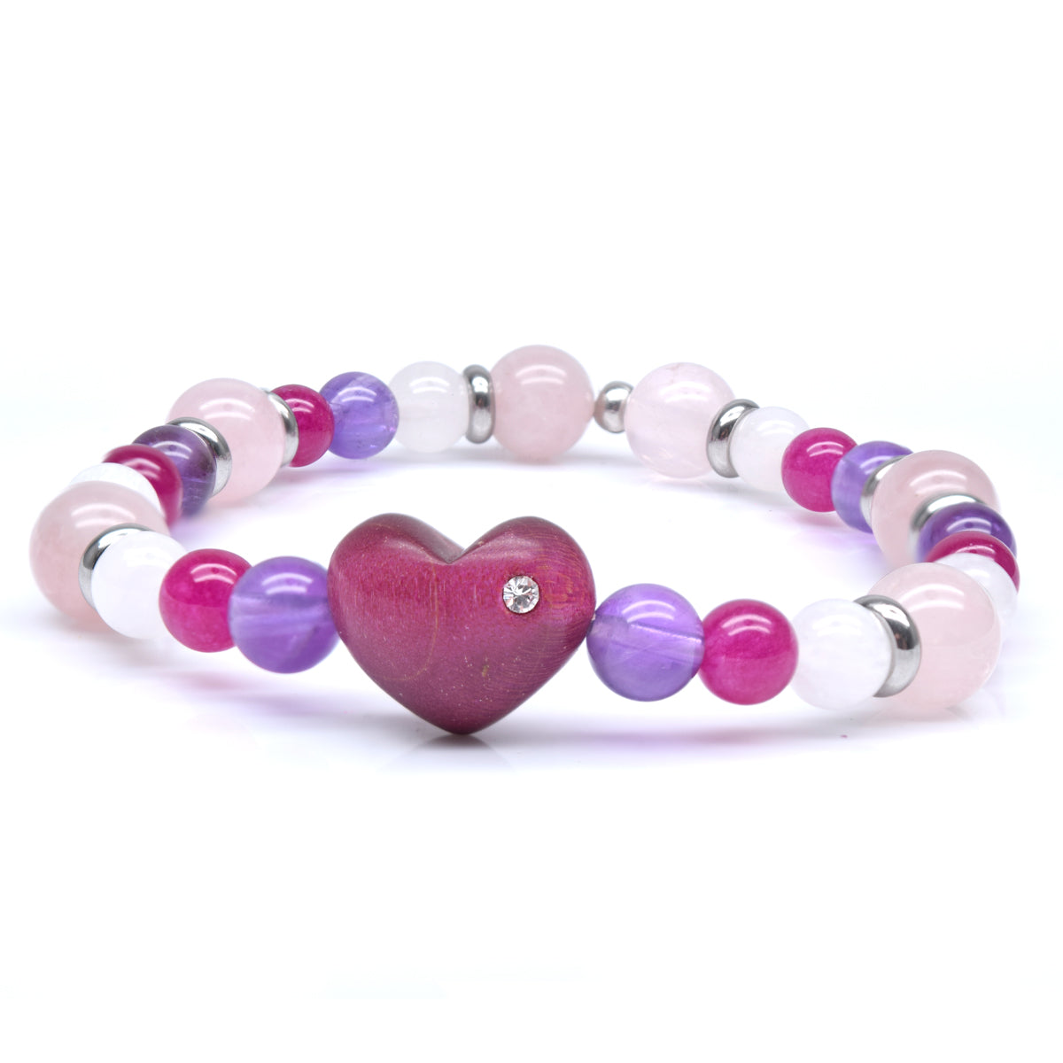 Bracelet to personalize, heart and semi-precious stones