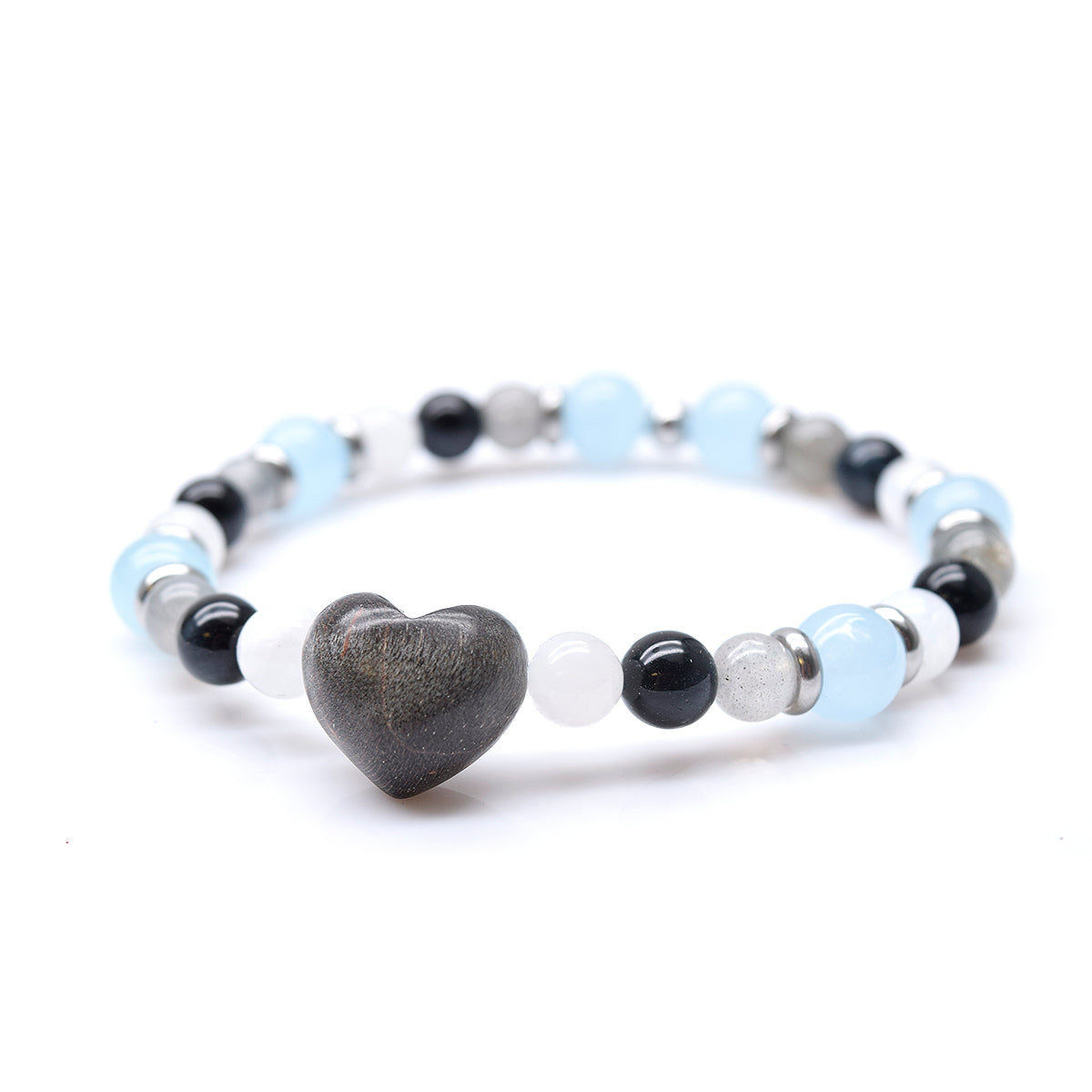 Bracelet à personnaliser, coeur et pierres semi- précieuses