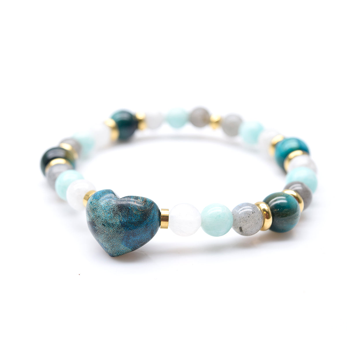 Bracelet à personnaliser, coeur et pierres semi- précieuses