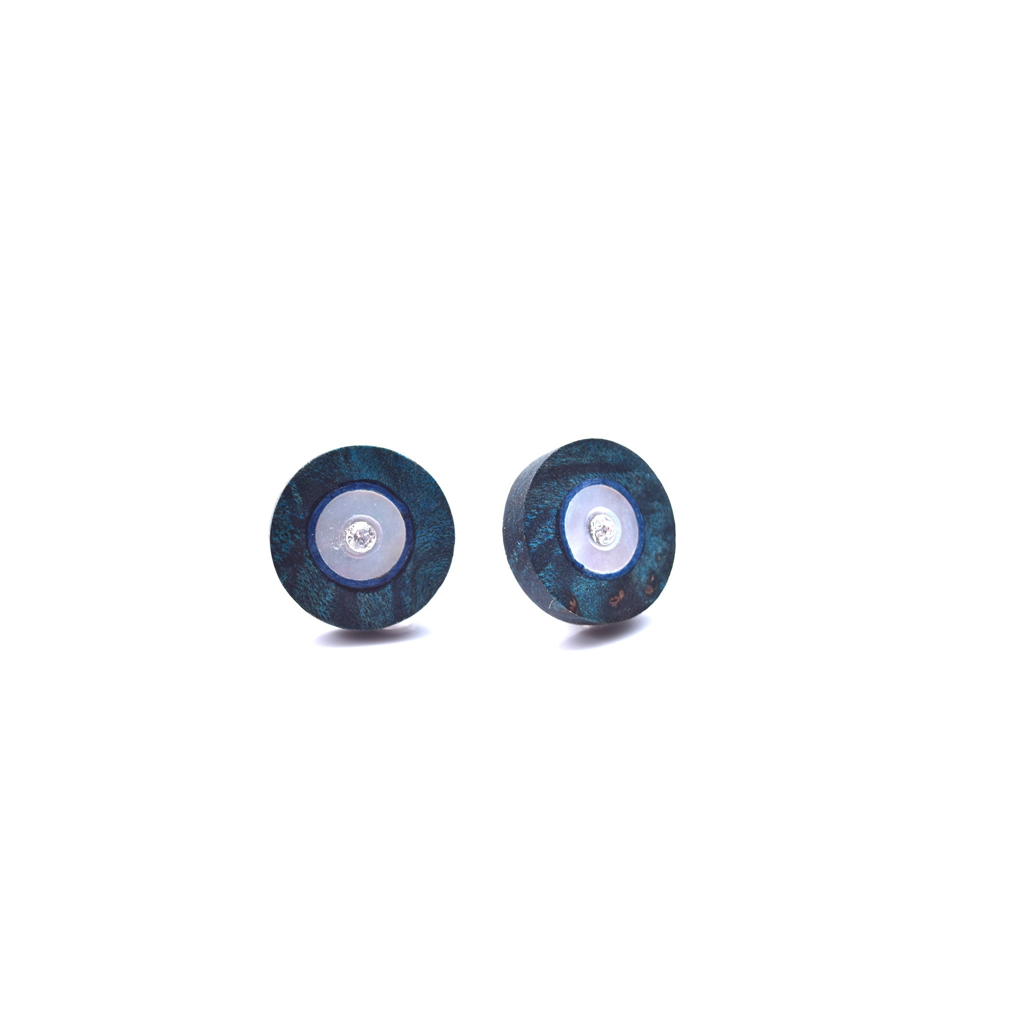 Boucles d'oreilles pastilles en bois + nacre