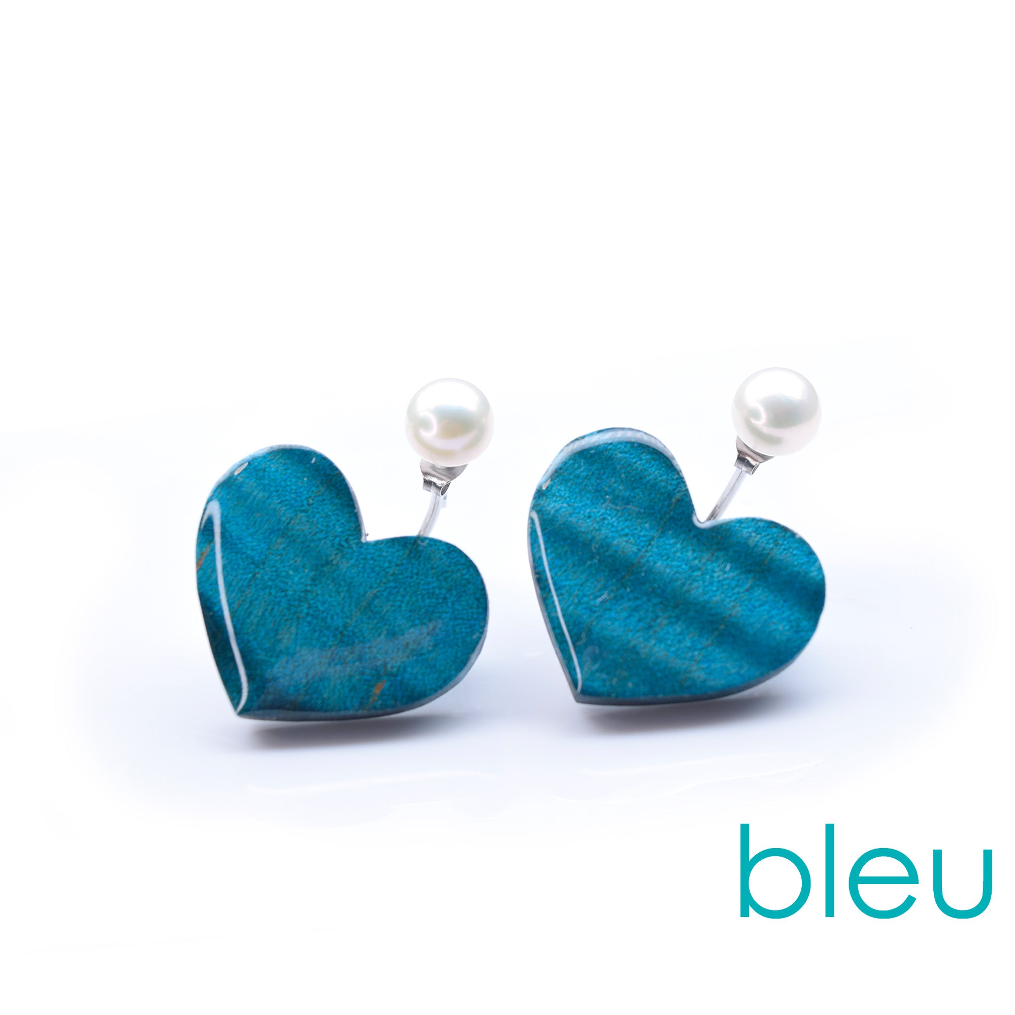 Boucles d'oreilles ear jacket coeur + perles