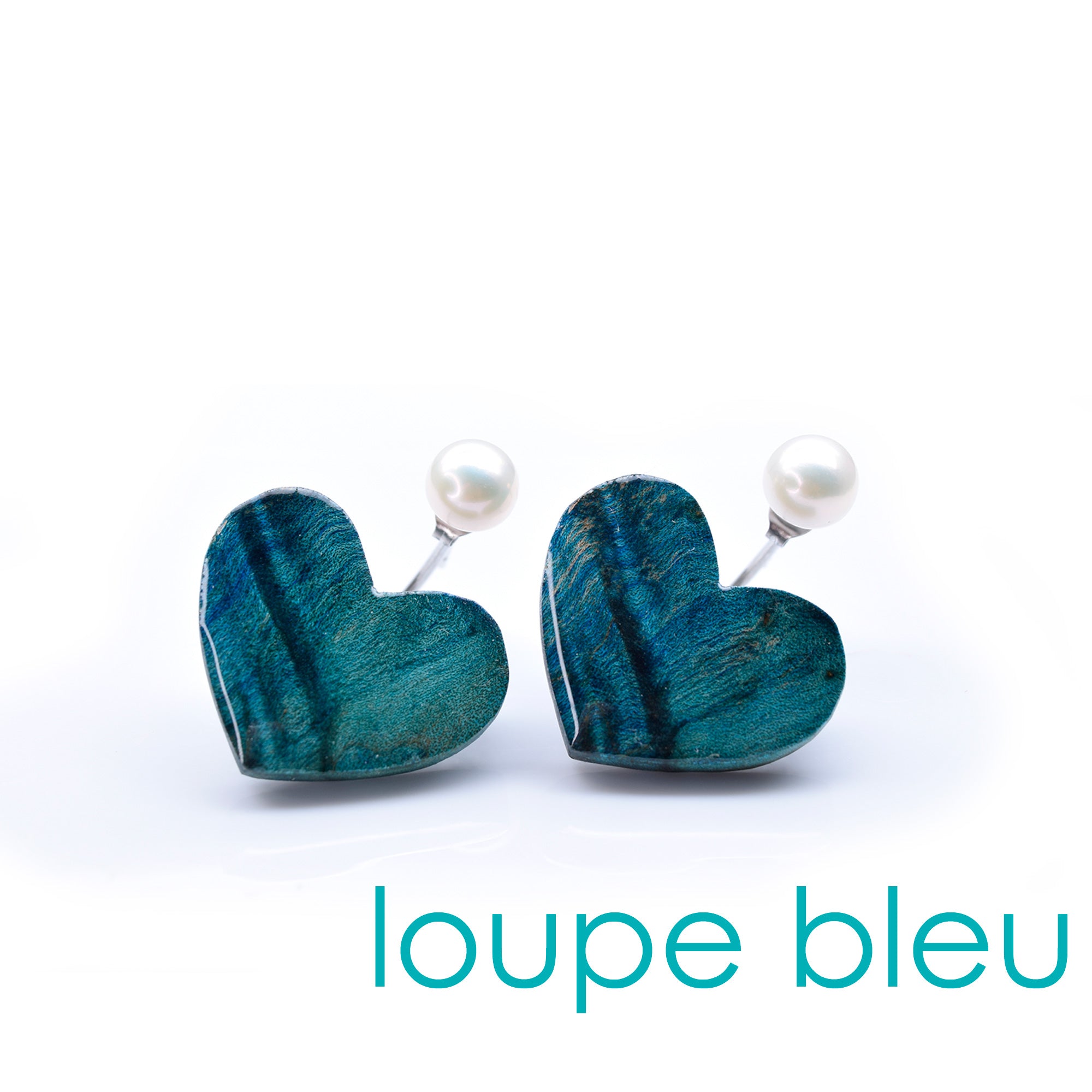 Boucles d'oreilles ear jacket coeur + perles