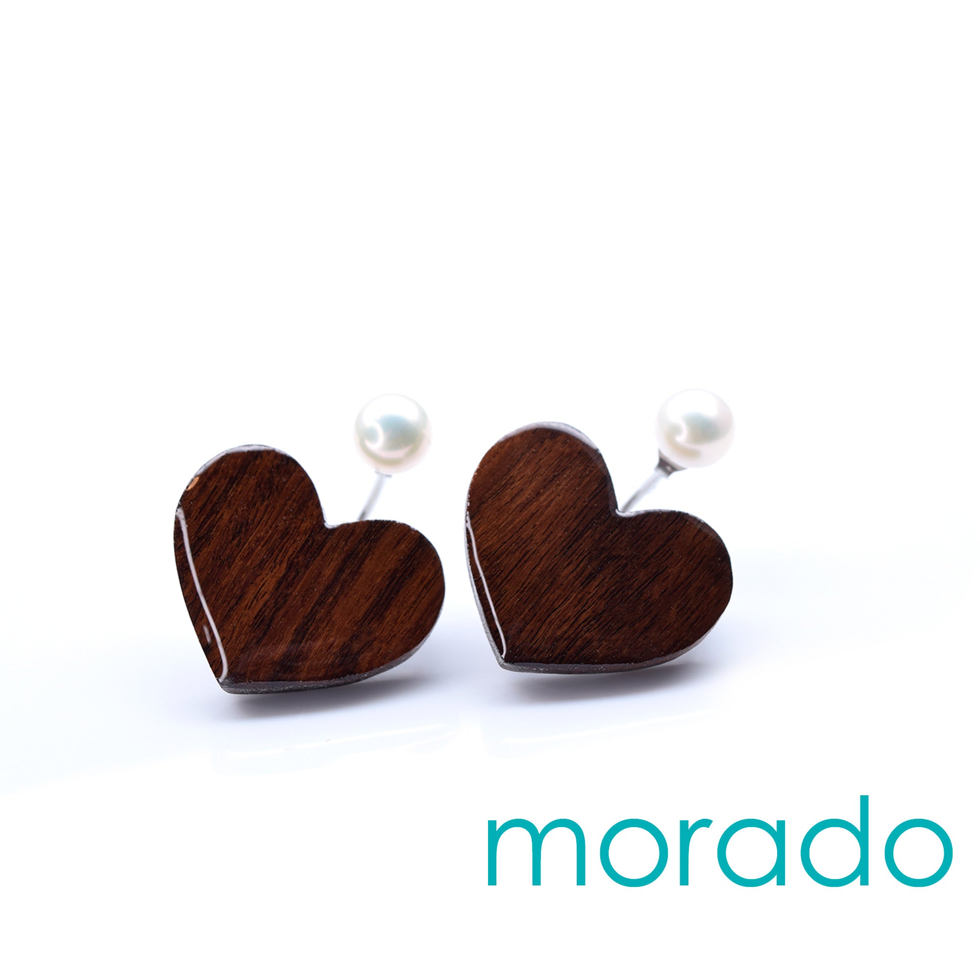 Boucles d'oreilles ear jacket coeur + perles