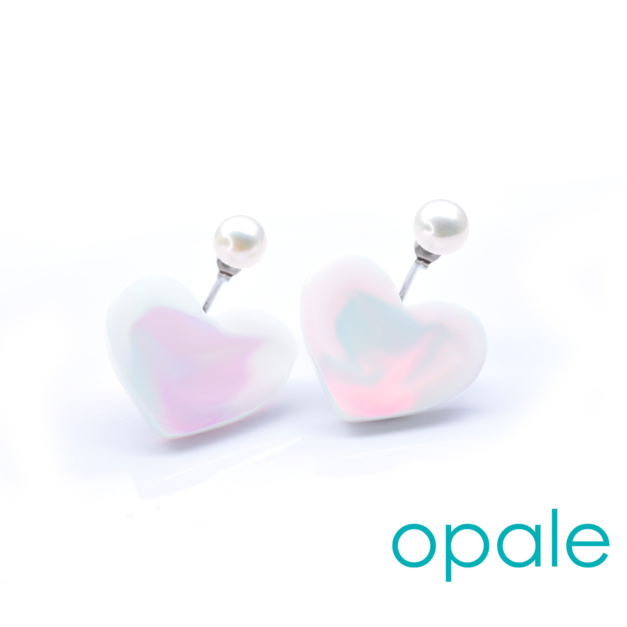 Boucles d'oreilles ear jacket coeur + perles