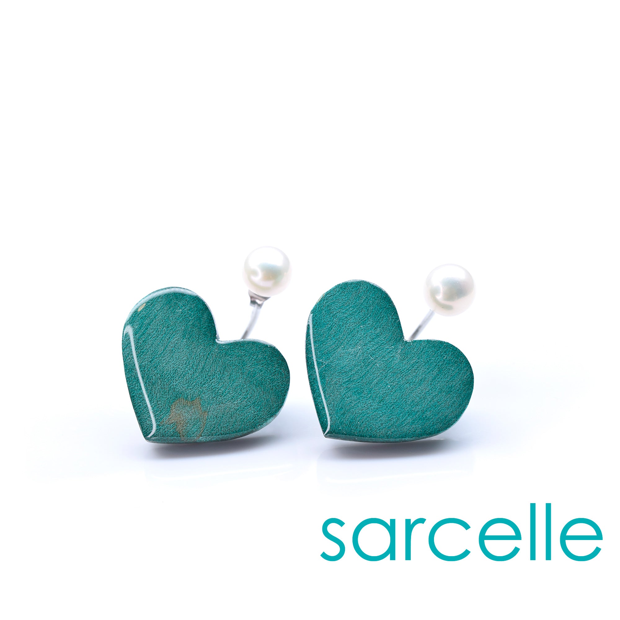 Boucles d'oreilles ear jacket coeur + perles