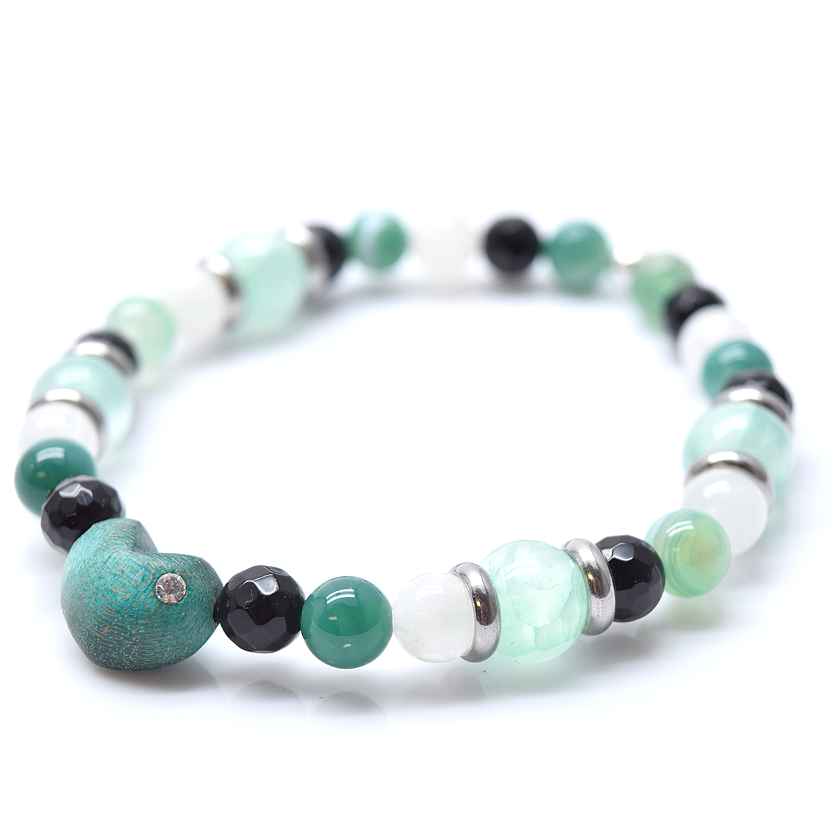 Bracelet to personalize, heart and semi-precious stones